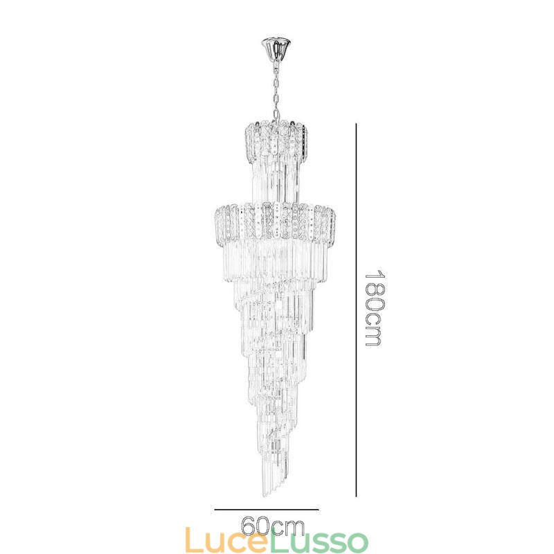 Lampada a sospensione in cristallo dorato, lussuosa lampada da soffitto decorativa 60*H180cm