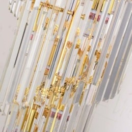 Lampada a sospensione in cristallo dorato, lussuosa lampada da soffitto decorativa 60*H180cm