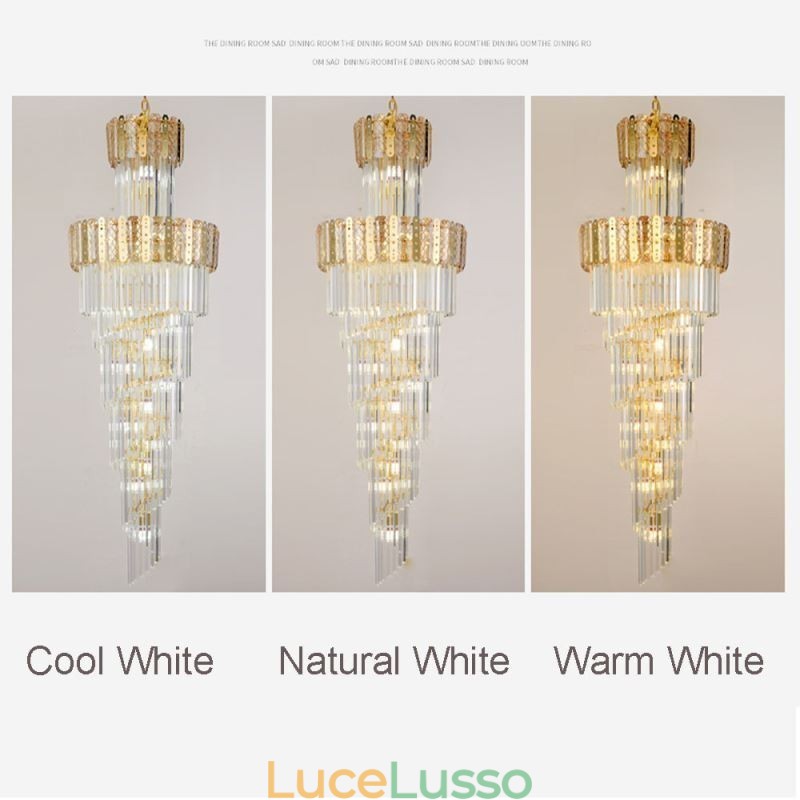 Lampada a sospensione in cristallo dorato, lussuosa lampada da soffitto decorativa 60*H180cm