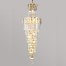 Lampada a sospensione in cristallo dorato, lussuosa lampada da soffitto decorativa 60*H180cm