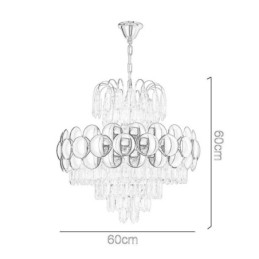 Lampada a sospensione in cristallo, placcata in oro, luce decorativa di lusso da soffitto, 60 cm