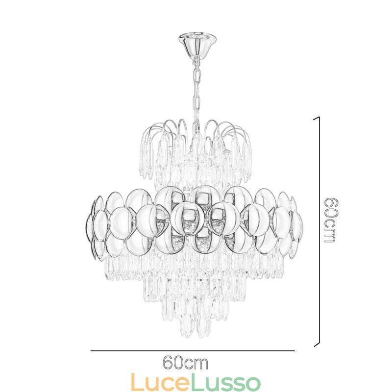 Lampada a sospensione in cristallo, placcata in oro, luce decorativa di lusso da soffitto, 60 cm