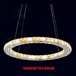 Lampada a sospensione in cristallo Lampade moderne Apparecchi di illuminazione Anello singolo rotondo in cristallo K9 ambra 30CM