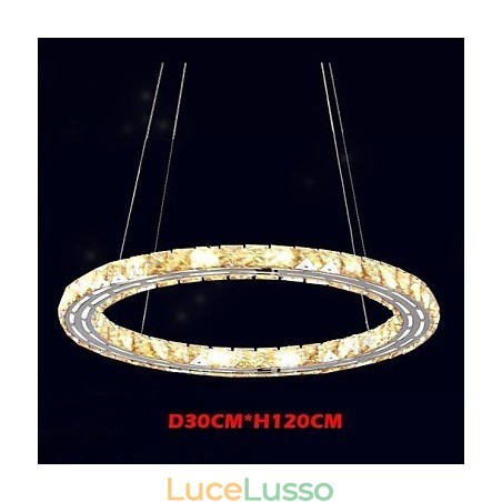Lampada a sospensione in cristallo Lampade moderne Apparecchi di illuminazione Anello singolo rotondo in cristallo K9 ambra 30CM Lampada a sospensione in cristallo Lampade moderne Apparecchi di illuminazione Anello singolo rotondo in cristallo K9 ambra 30CM