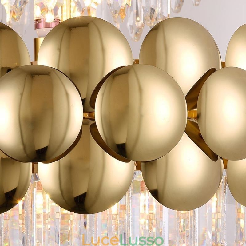 Lampada a sospensione in cristallo, placcata in oro, luce decorativa di lusso da soffitto, 60 cm