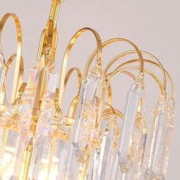 Lampada a sospensione in cristallo, placcata in oro, luce decorativa di lusso da soffitto, 60 cm