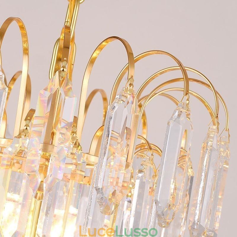 Lampada a sospensione in cristallo, placcata in oro, luce decorativa di lusso da soffitto, 60 cm