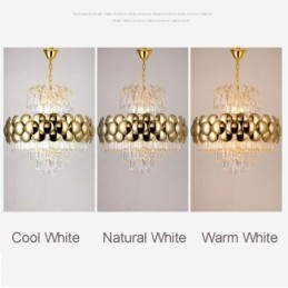 Lampada a sospensione in cristallo, placcata in oro, luce decorativa di lusso da soffitto, 60 cm