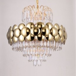 Lampada a sospensione in cristallo, placcata in oro, luce decorativa di lusso da soffitto, 60 cm