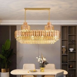 Lampada a sospensione in cristallo, rettangolare, di lusso, decorativa, da soffitto, 100 cm