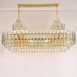 Lampada a sospensione in cristallo, rettangolare, di lusso, decorativa, da soffitto, 100 cm