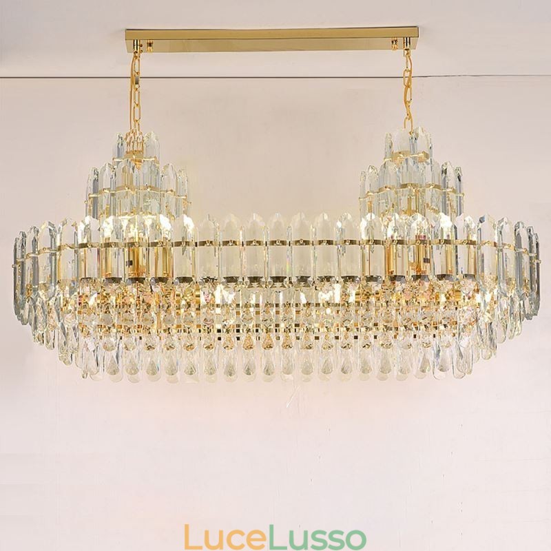 Lampada a sospensione in cristallo, rettangolare, di lusso, decorativa, da soffitto, 100 cm