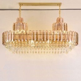 Lampada a sospensione in cristallo, rettangolare, di lusso, decorativa, da soffitto, 100 cm