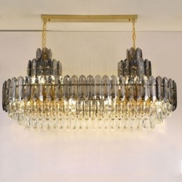 Lampada a sospensione in cristallo, rettangolare, di lusso, decorativa, da soffitto, 100 cm