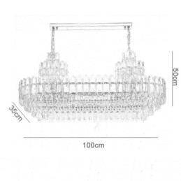 Lampada a sospensione in cristallo, rettangolare, di lusso, decorativa, da soffitto, 100 cm