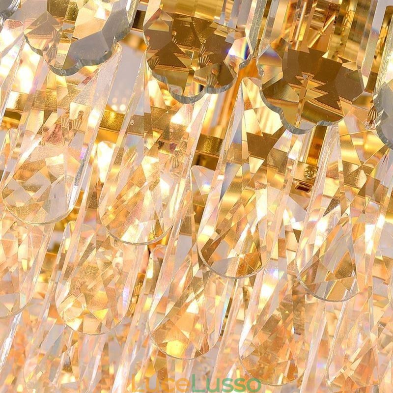 Lampada a sospensione in cristallo, rettangolare, di lusso, decorativa, da soffitto, 100 cm
