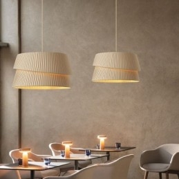 Lampada a sospensione in stile crema francese con paralume in tessuto a doppio strato