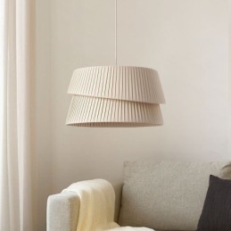 Lampada a sospensione in stile crema francese con paralume in tessuto a doppio strato