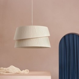Lampada a sospensione in stile crema francese con paralume in tessuto a doppio strato