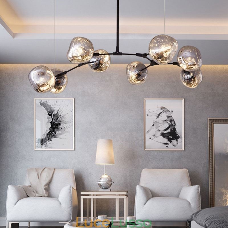 Lampada da soffitto nordica moderna con paralume in vetro colorato elettroplaccato