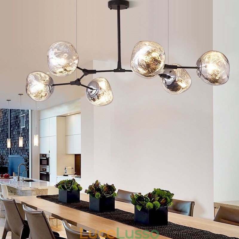 Lampada da soffitto nordica moderna con paralume in vetro colorato elettroplaccato