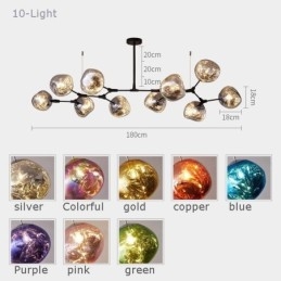 Lampada da soffitto nordica moderna con paralume in vetro colorato elettroplaccato