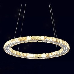 Lampada a sospensione in cristallo Lampade moderne Apparecchi di illuminazione Anello singolo rotondo in cristallo K9 ambra 30CM
