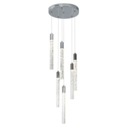 Lampada a sospensione in cristallo cromato, lampada da soffitto a grappolo
