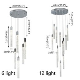 Lampada a sospensione in cristallo cromato, lampada da soffitto a grappolo
