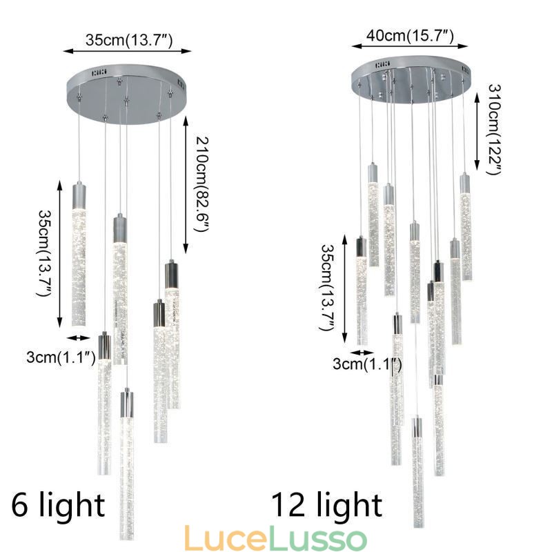Lampada a sospensione in cristallo cromato, lampada da soffitto a grappolo
