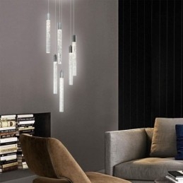 Lampada a sospensione in cristallo cromato, lampada da soffitto a grappolo