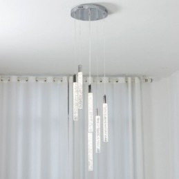 Lampada a sospensione in cristallo cromato, lampada da soffitto a grappolo