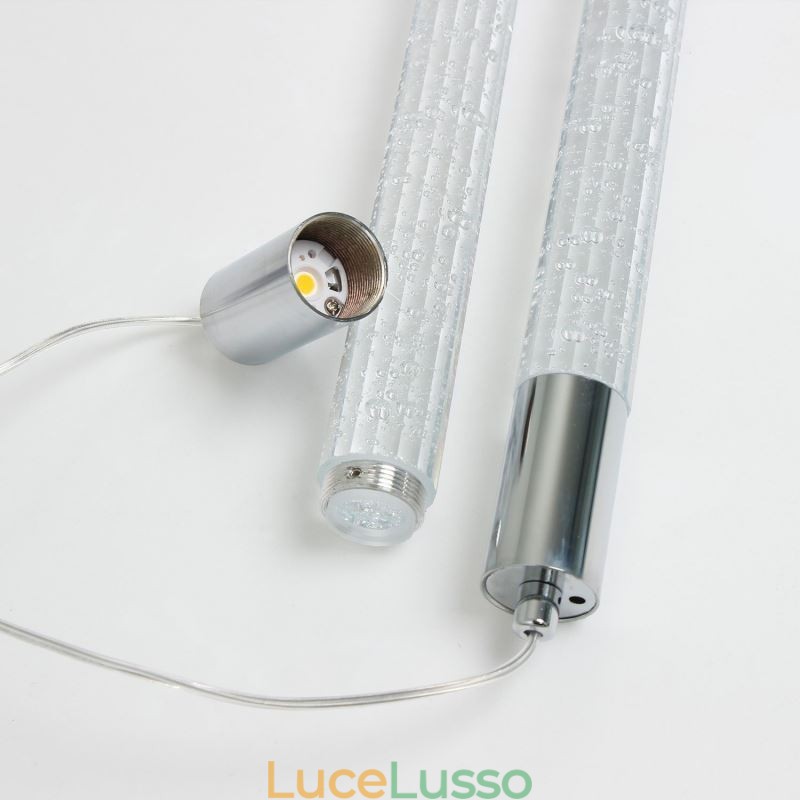 Lampada a sospensione in cristallo cromato, lampada da soffitto a grappolo