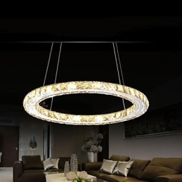 Lampada a sospensione in cristallo Lampade moderne Apparecchi di illuminazione Anello singolo rotondo in cristallo K9 ambra 30CM