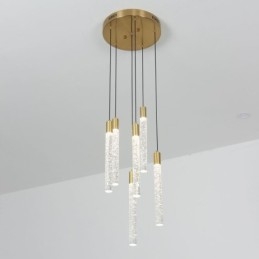 Lampada a sospensione in cristallo di rame, lampada a sospensione a colonna