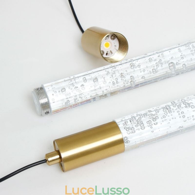 Lampada a sospensione in cristallo di rame, lampada a sospensione a colonna