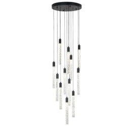 Lampada a sospensione a colonna in cristallo nero Lampada a soffitto a grappolo