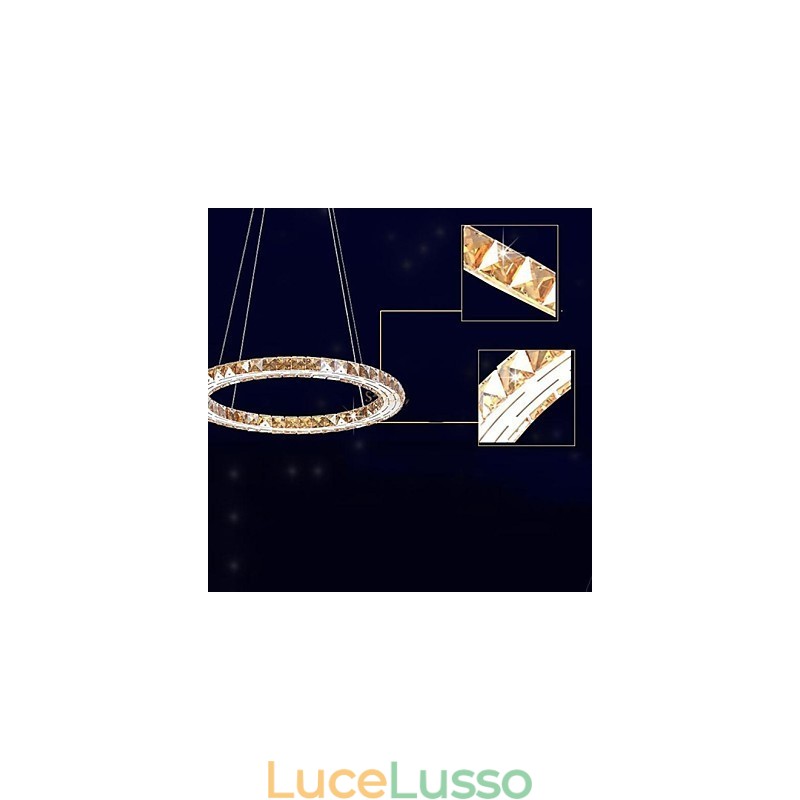 Lampada a sospensione in cristallo Lampade moderne Apparecchi di illuminazione Anello singolo rotondo in cristallo K9 ambra 30CM