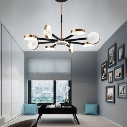 Lampada a sospensione minimalista a nove teste, luce da soffitto circolare