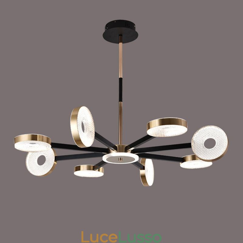 Lampada a sospensione minimalista a nove teste, luce da soffitto circolare