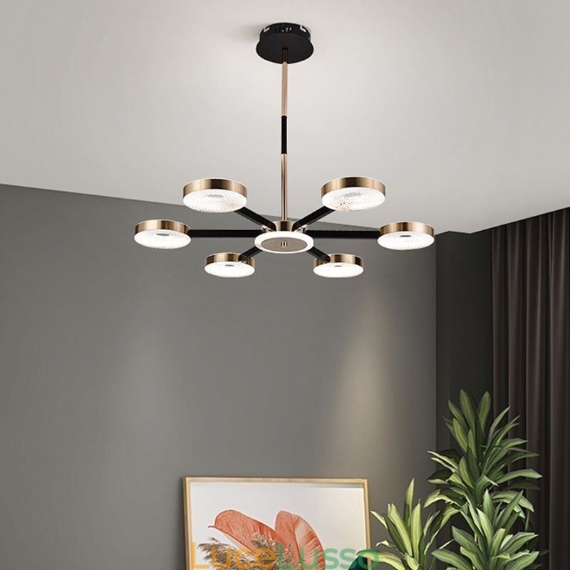 Lampada a sospensione minimalista a sette teste, lampada da soffitto circolare