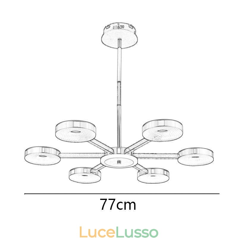 Lampada a sospensione minimalista a sette teste, lampada da soffitto circolare