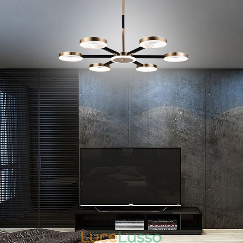 Lampada a sospensione minimalista a sette teste, lampada da soffitto circolare