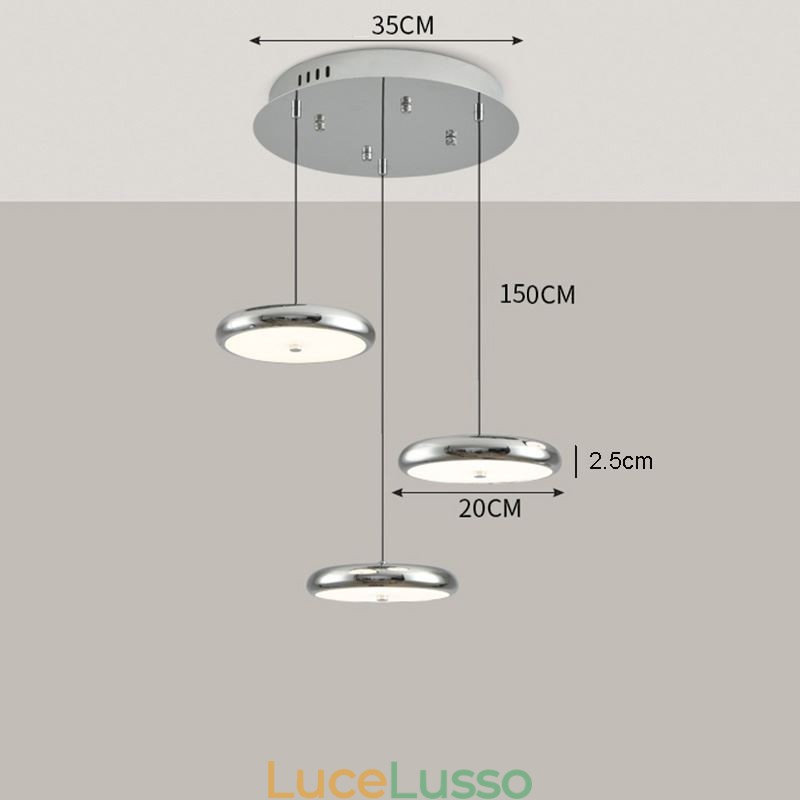 Lampada a sospensione a tre teste Lampada a sospensione rotonda