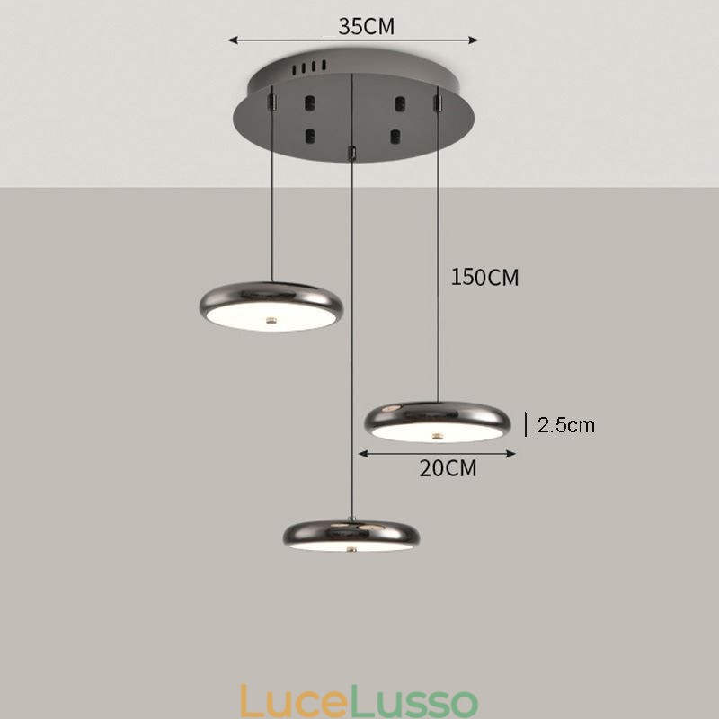 Lampada a sospensione a tre teste Lampada a sospensione rotonda