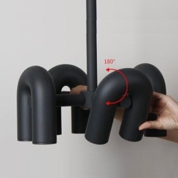 Lampada a sospensione rotonda in ferro battuto a forma di U, paralume girevole 90°