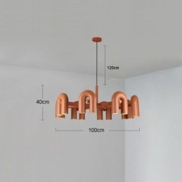 Lampada a sospensione rotonda in ferro battuto a forma di U, paralume girevole 90°