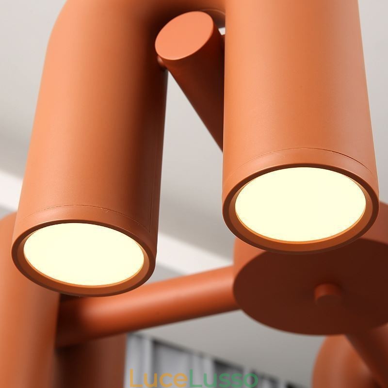 Lampada a sospensione rotonda in ferro battuto a forma di U, paralume girevole 90°