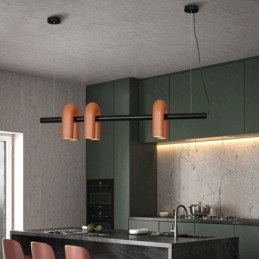 Lampada da soffitto in ferro battuto a forma di U, paralume girevole 90°