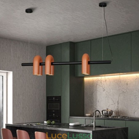 Lampada da soffitto in ferro battuto a forma di U, paralume girevole 90° Lampada da soffitto in ferro battuto a forma di U, paralume girevole 90°
